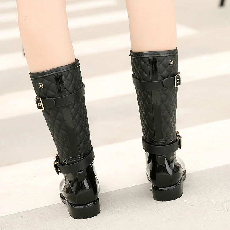 Ceny 2018 jakość mody nowe kalosze wody ciepłe damskie kratki mody hunter lady kalosze w deszczu buty ladys rainboots