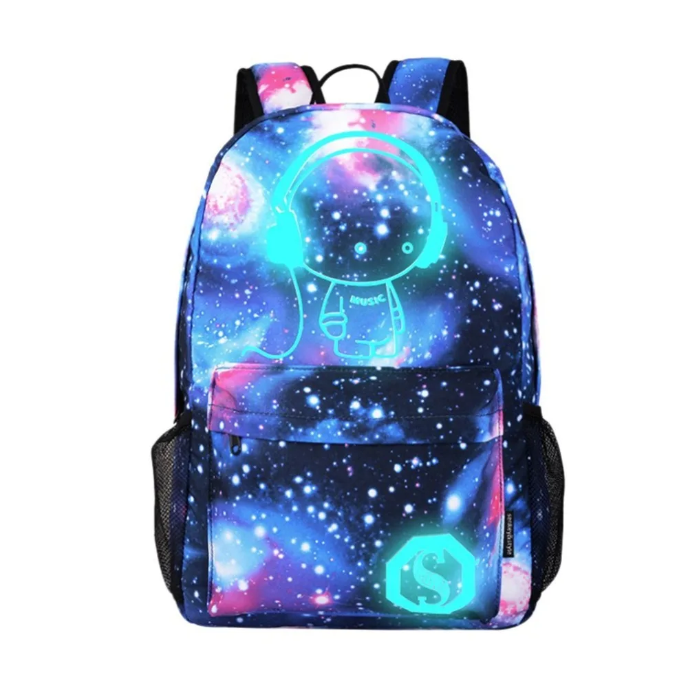 

Laser Backpack For Teenagers Girls USB Charge Luminous Waterproof Music Boy Pattern Nylon School Bags