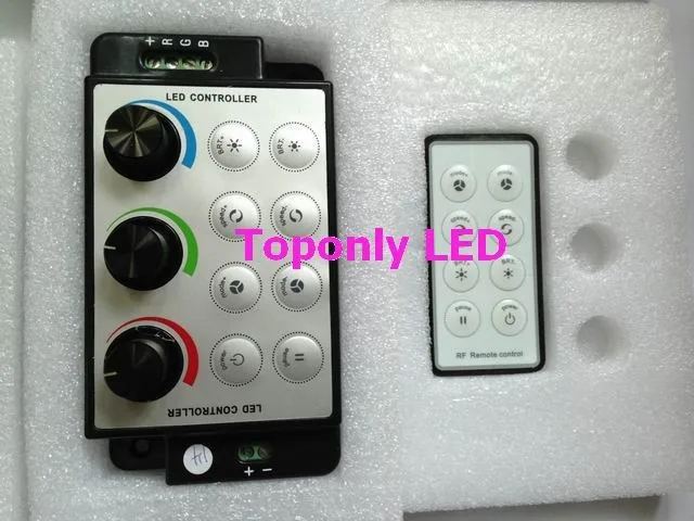 

DC12/24V 216/432W knob dimming led rgb remote controller equipped with 8-key RF remote control 100pcs/lot 2017 wholesale CE&ROHS