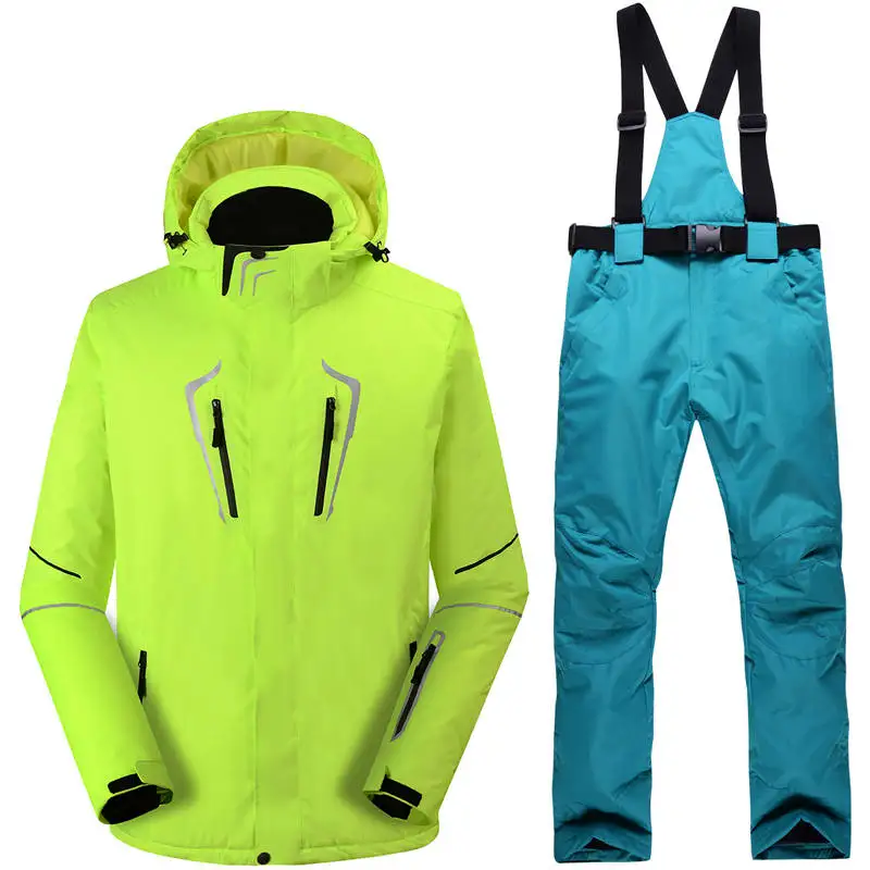 Высококачественный лыжный костюм Мужская зимняя ветронепроницаемая Водонепроницаемая теплая-30 градусов уличная Сноубордическая куртка мужская+ шпон нагрудник лыжные брюки - Цвет: a4