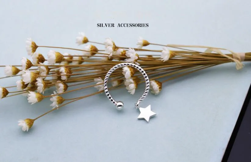 Anenjery 925 пробы серебряные кольца для женщин звезда кулон открытие обручальные кольца anillos mujer anel S-R237