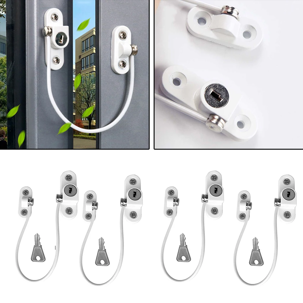 

4 Pcs/Set Baby Safety Locks Child Lock Protection For Windows Restrictor Kid Stainless Steel Infant Window Limiter Security Lock