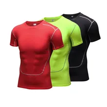 Новые мужские футболки для бега обтягивающие колготки, футболка для бодибилдинга, одежда для фитнеса, быстросохнущие дышащие спортивные топы для мужчин
