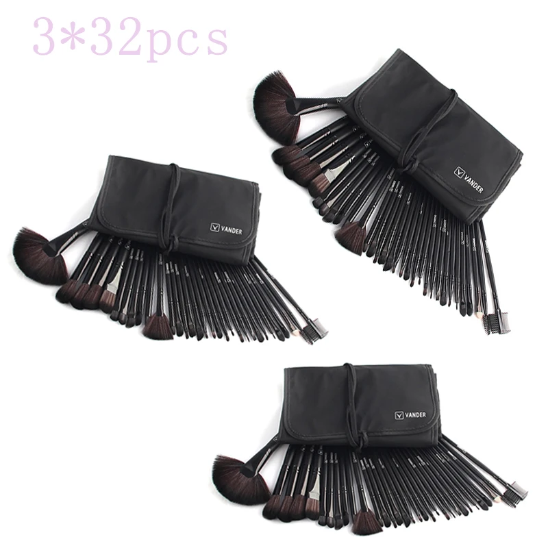 

3 x 32pcs Professional Makeup Brush Foundation Brush Eye Shadows Powder Make Up Brushes Tools Cosmetics Bag pincel maquiagem