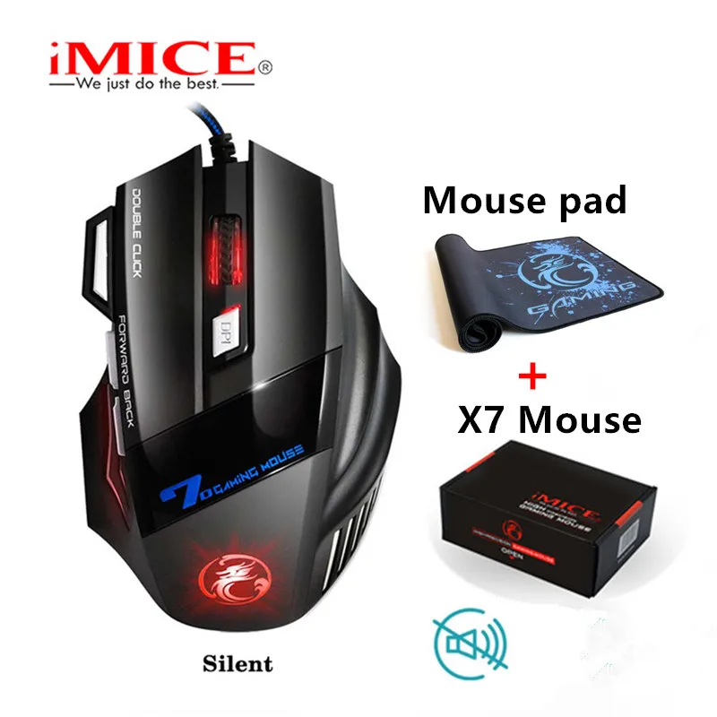 IMICE большая мышь s Pad & X7 Проводная игровая 7 кнопок 2400 DPI светодиодсветодиодный