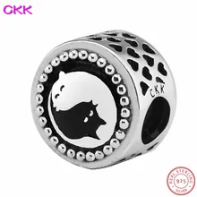 CKK прекрасный кот разделитель бусины, окруженный прозрачными CZ DIY Fit PANDORA Подвески Серебро 925 для женщин ювелирных изделий CK014
