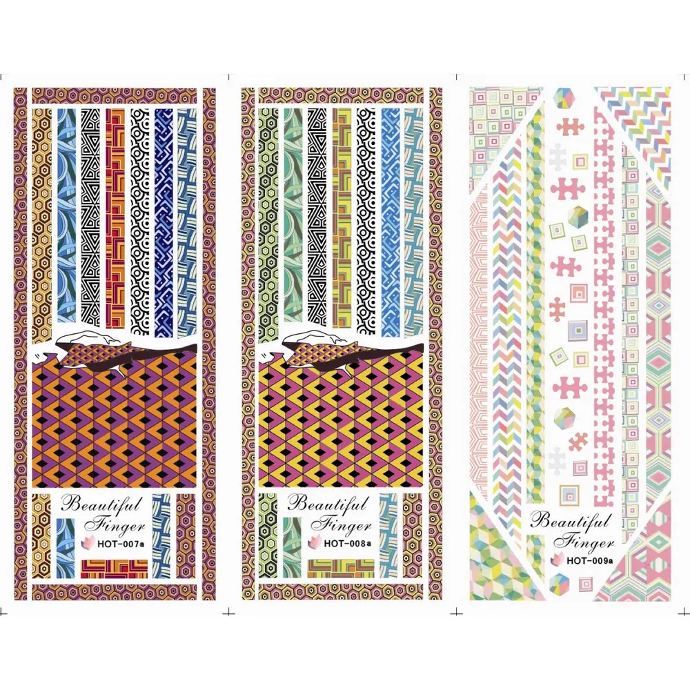 

3PACKS / LOT HOT SERAIL MOSAIC BRICK NAIL TATTOOS STICKER WATER TRANSFER DECAL NAIL ART HOT007-009