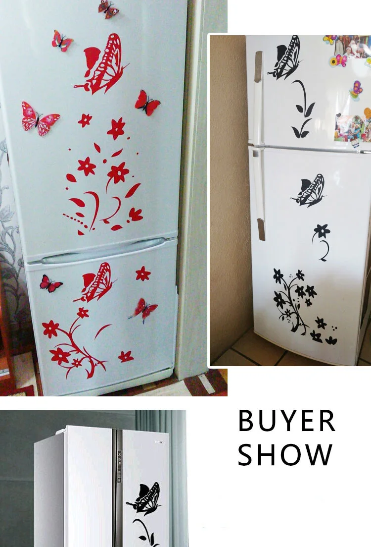 Высококачественная креативная наклейка на холодильник с изображением бабочки, настенная наклейка s домашняя отделка кухни, обои, художественная роспись, цветная