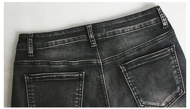 LOGAMI обтягивающие джинсы женские рваные байкерские джинсы карандаш женские джинсовые штаны черные