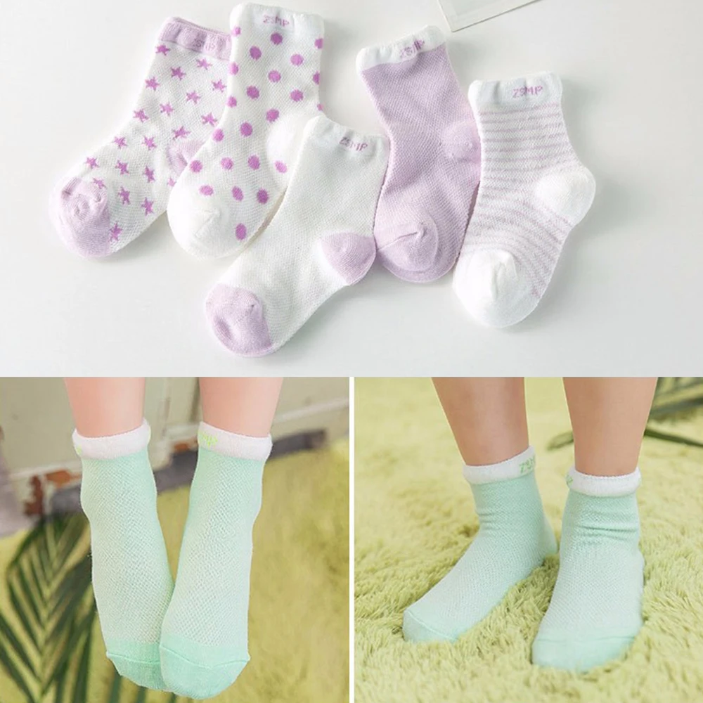 100% хлопок 5 пар Детские одежда для малышей для девочек милые короткие носки для От 4 до 6 лет