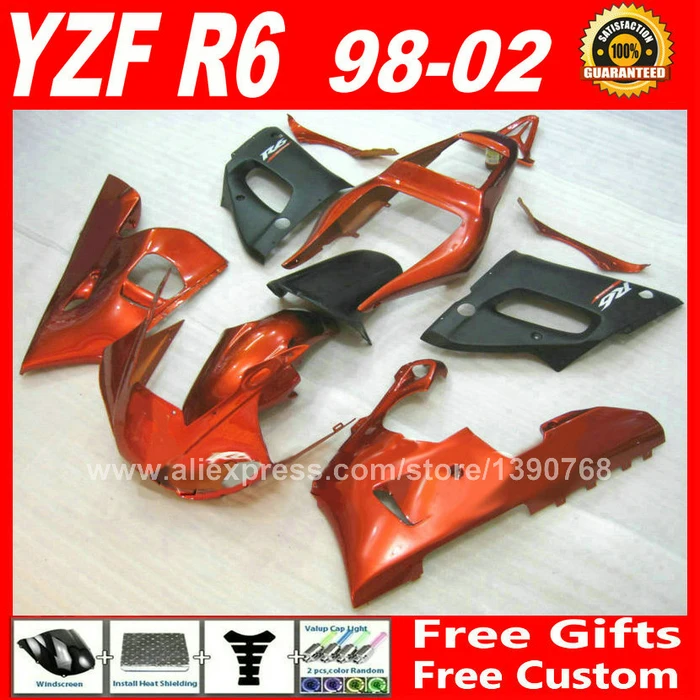 Комплект обтекателей для YAMAHA R6 1998 2002 98 99 00 01 02 1999 2000 2001|fairing kit|yamaha r6 orangematte black |