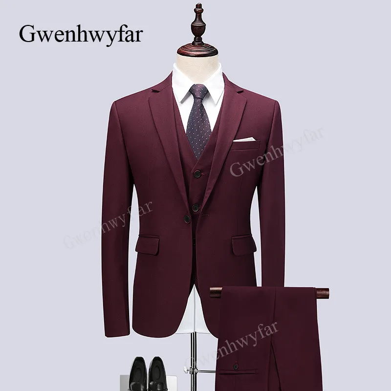Gwenhwyfar (пиджак + жилет брюки) модные повседневные мужские костюмы из трех