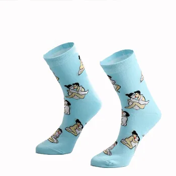 

2018 New Collection Jacquard Cotton Skateboard Socks Loves Wife And Husbands Funny Erotic Footwear For Winter Warm