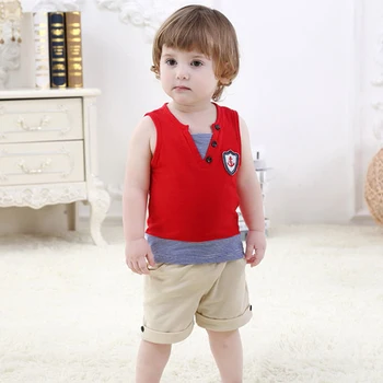

New summer baby boys clothing sets,kids sleeveless tops + pants clothes,6-32 month children casual wear,new children's clothing