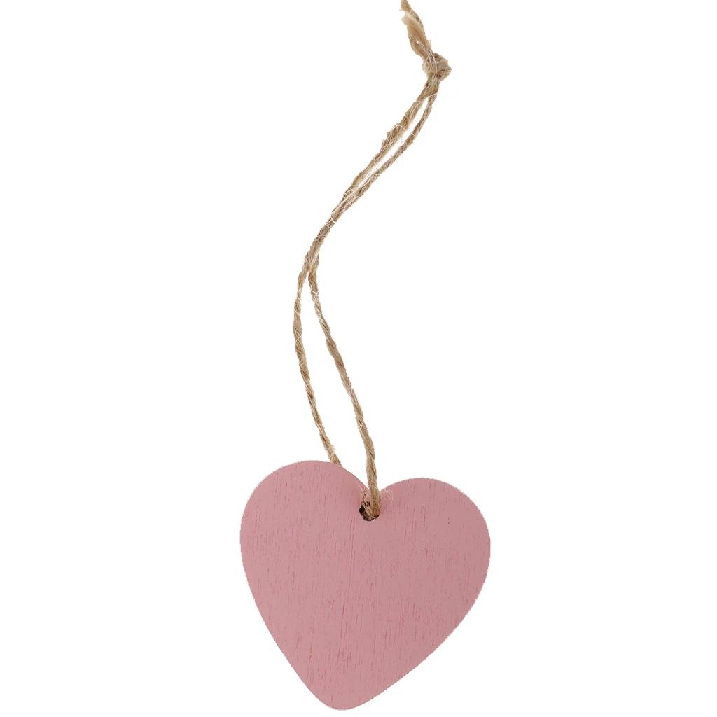 10 Pieces Painted Wood Heart Tags Hanging Craft DIY Home Decorations pink DIY Wind Chimes Hanging Tags Wedding Decoration