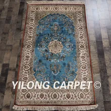YILONG 3,5 'x5. 5' античный Восточный светло-голубой ковер изысканный ручной работы hereke шелковые ковры(HF021A3.5x5.5