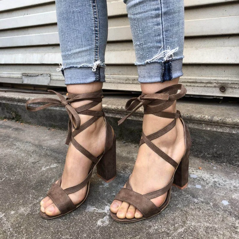 

Dijigirls 2018 Summer Sandals Women High Heels Gladiator Sandals Women's Shoes Ankle Strap Lace-up Sexy Pumps Sandali Eleganti