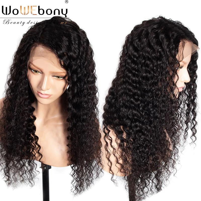 

Silk Base 4*4 Full Lace Human Hair Wigs Brazilian Human Hair Kinky Curly For Women Invisible Parting Remy Hair WoWEbony