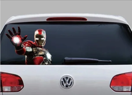 

4Sizes Ironman Car Stickers Perspective Side Door Rear Window Spare Tire House Flame Garland Waterproof Mural Vinyl Wall Sticker