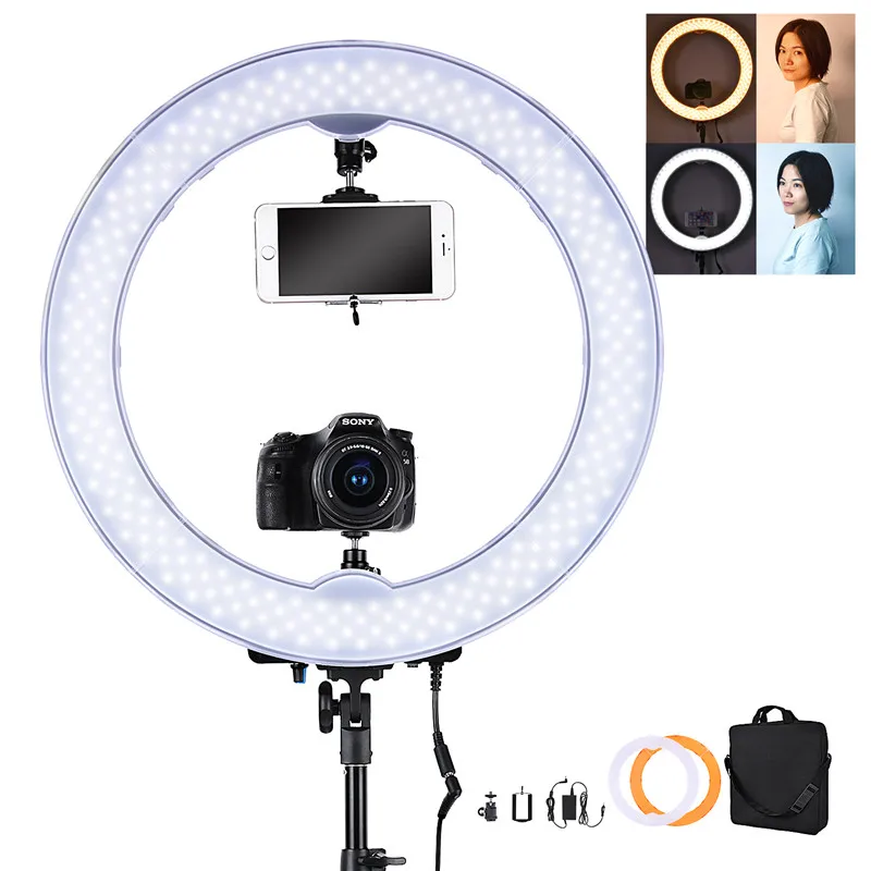 

Fusitu Camera Photo Video Photographic Lighting 240 led Ring Light with battery slot Ring Lamp For Phone Camera Photography