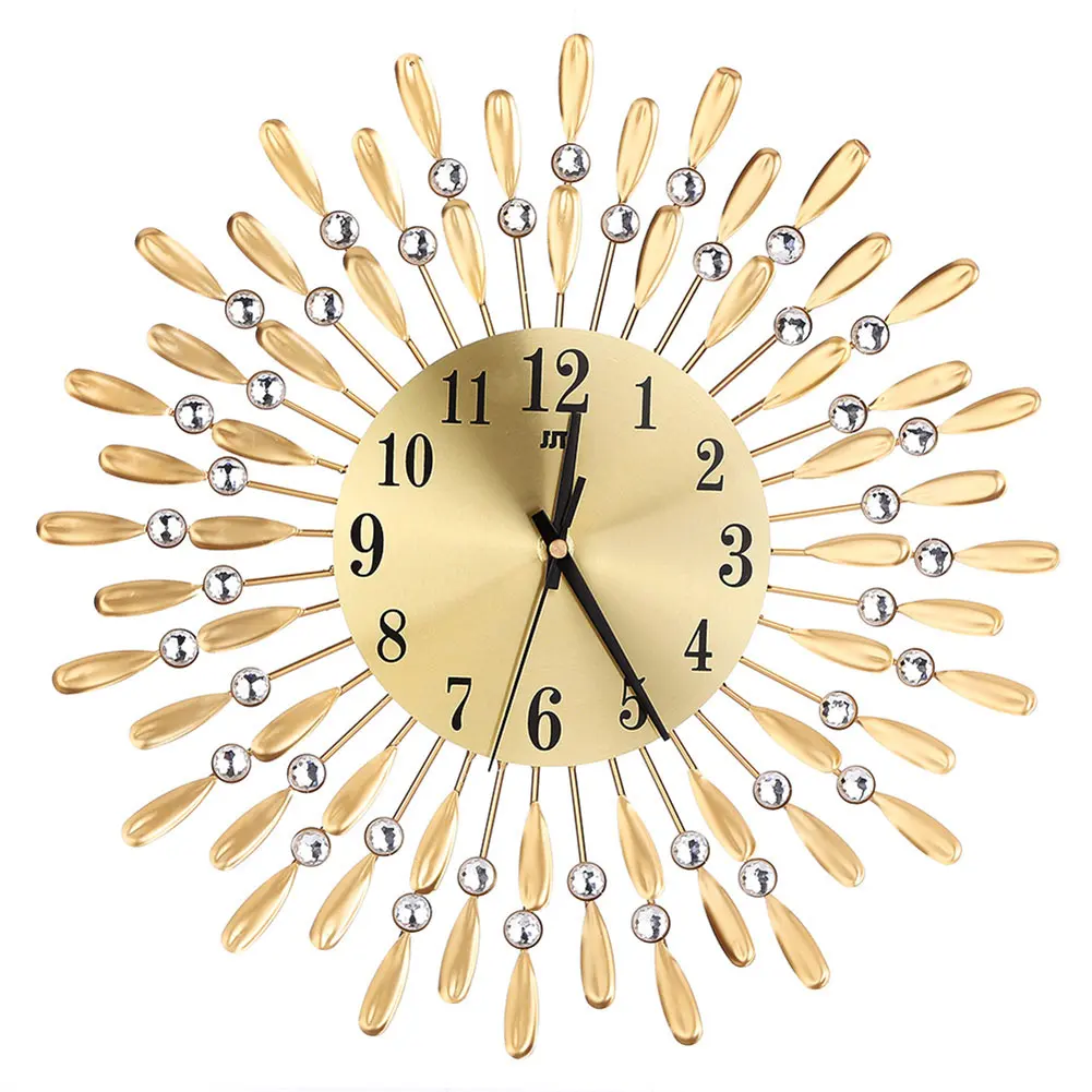 

Art Gold Large Creative Wall Clock Modern Design Retro Style Digital Wall Clock Silent Living Room Office Home Decoration 40C326