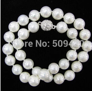 

Free shipping >>@ > 10mm Genuine White South Sea Shell Pearl Necklace 18''