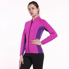 Женская верхняя часть Гидрокостюма куртка из неопрена для женщин 2 мм с длинными рукавами спереди молния Дайвинг Сноркелинг серфинг Каякинг каноэ розовый