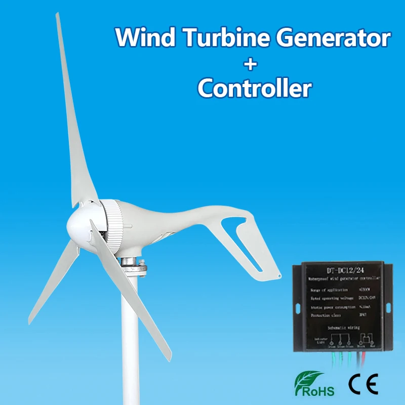 

400W 12V/24V 3 Blades Wind Turbines Generator Horizontal Power Windmill Energy Charger Kit With Controller