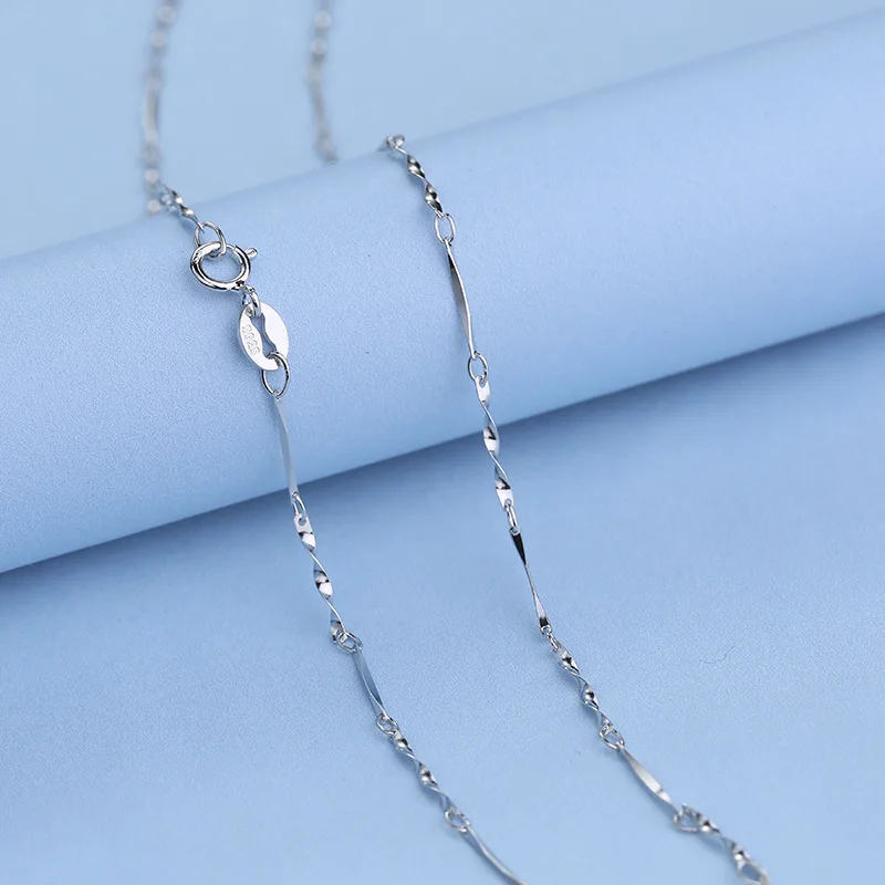 Jewelry Solid 925 Sterling Silver Chain Necklace 0.7mm 40CM/45CM length Three Colorsin