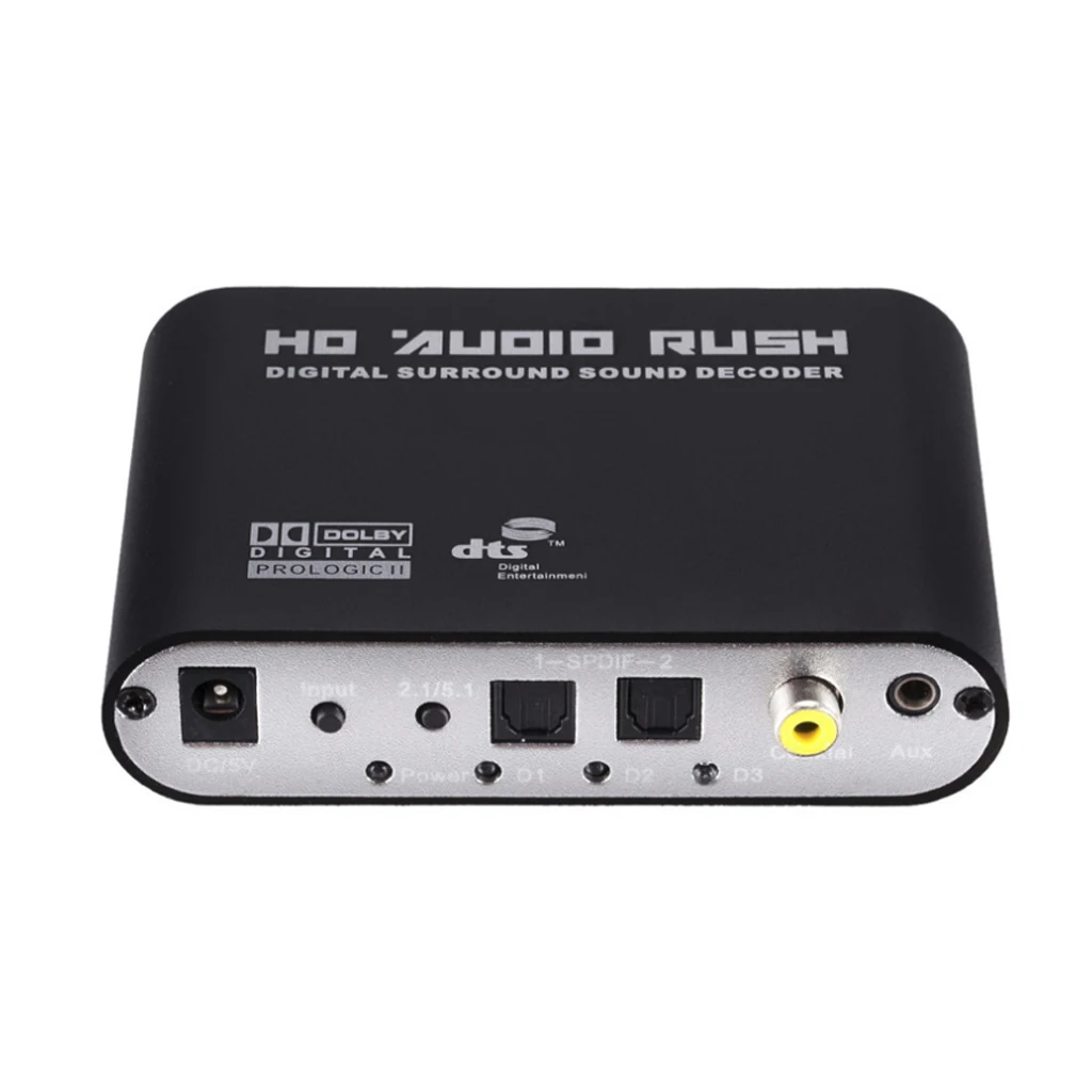 

5.1 Channel Digital-to-Analog Converter DTS Dolby/AC3 Digital Surround Sound Decoder SPDIF Coaxial AUX To Analog RCA