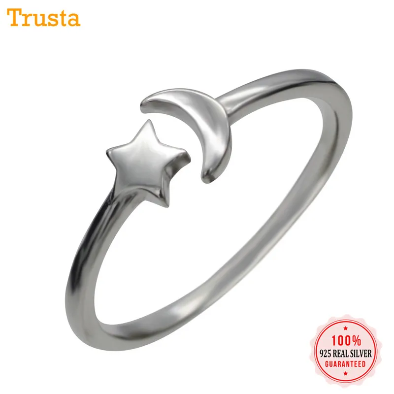 

Trusta Women 925 Sterling Silver Fashion Jewelry Star Moon Cocktail Ring Sizable 5 6 7 Girls Teens Xmas Gift Drop Shipping DS200