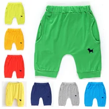 KZ-14, летняя детская одежда для девочек мальчиков Шорты, собака, одноцветное ярких цветов Харлан Шорты, Хлопок модал