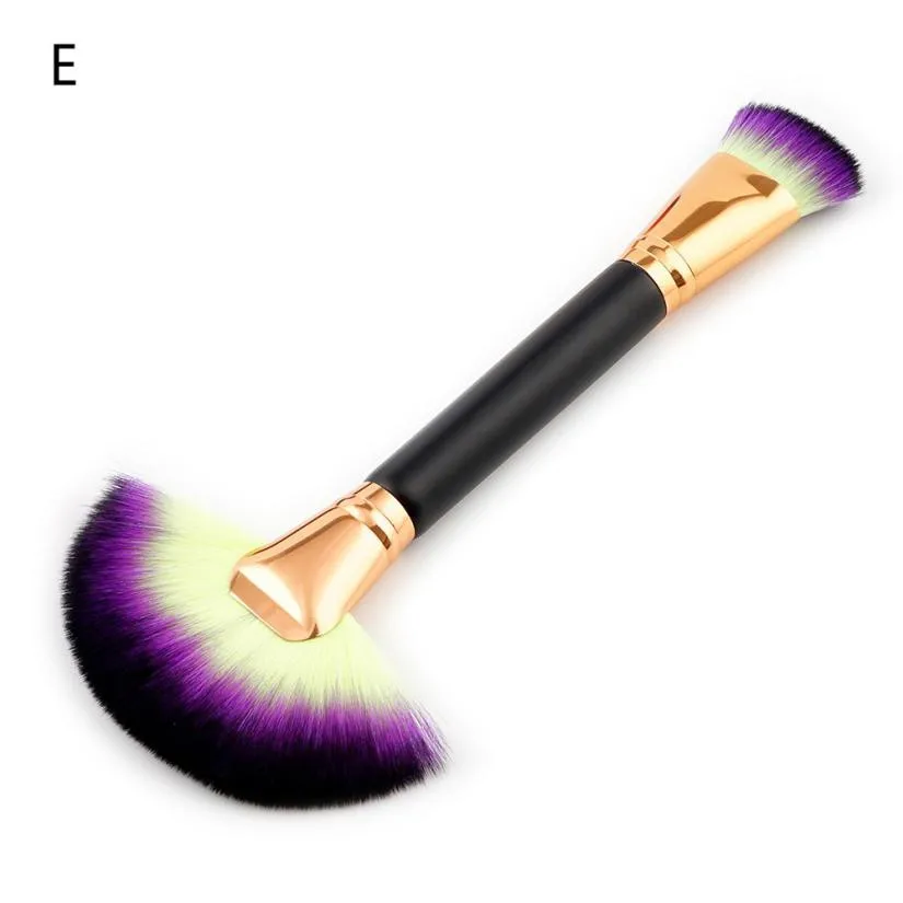 New 1Pcs Fan Brush Portable Slim Professional Makeup Brush Two Head