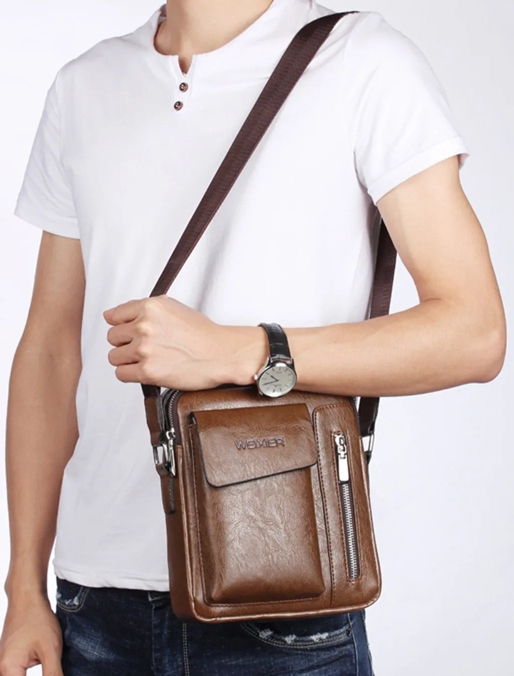 خمر حقيبة ساعي بريد للرجال حقائب كتف بو الجلود Crossbody أكياس للرجال أكياس الرجعية سستة رجل حقائب # L5