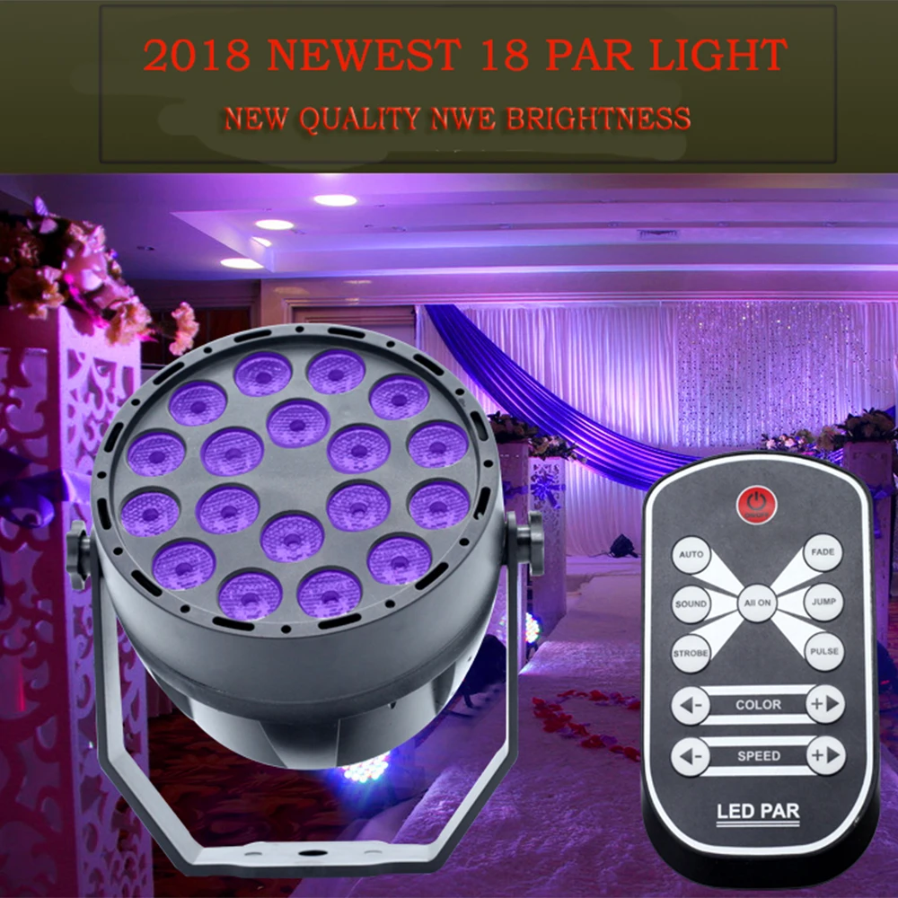 

LED UV Purple par light 18*1W Christmas effect lighting 90-240V dmx512 dj professional backlight music disco stage light