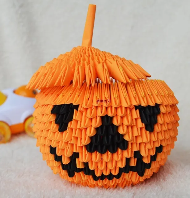 freeshiping 3d origami diy halloween pumpkin origami kits origami 3d
