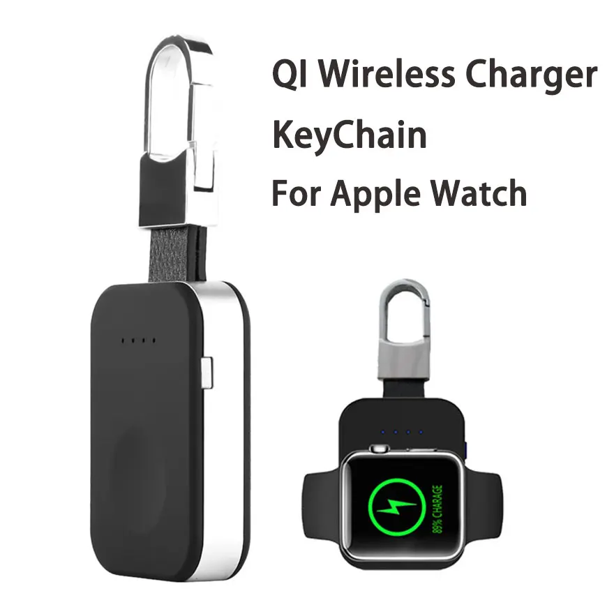

QI Wireless Charger for Apple Watch 1 2 3 Series KeyChain Power Bank Portable External Battery Pack Charging Pad Adapter 950mah