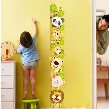1 шт., детские настенные Стикеры для измерения роста, Мультяшные животные, медведь, лазание, дерево, виниловые обои, декор для комнаты, настенные наклейки, искусство