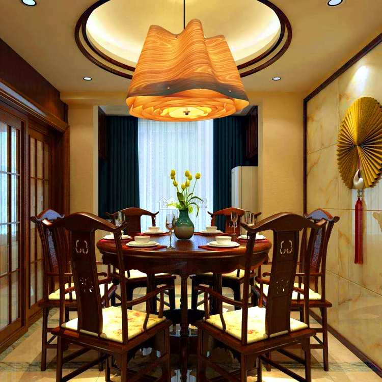Юго-Восточной Азии стиль подвесные светильники шпон творческая личность гостиной лампы коридор лобби украшенный деревянный светильник LU817356
