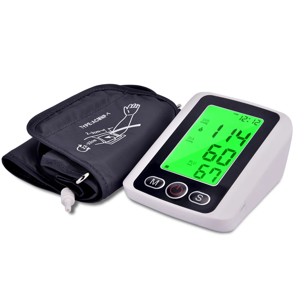 

LCD Digital Automatic Upper Arm Blood Pressure Monitor Tonometer Meter English Voice Pulse Measurement 3 Colors Backlight
