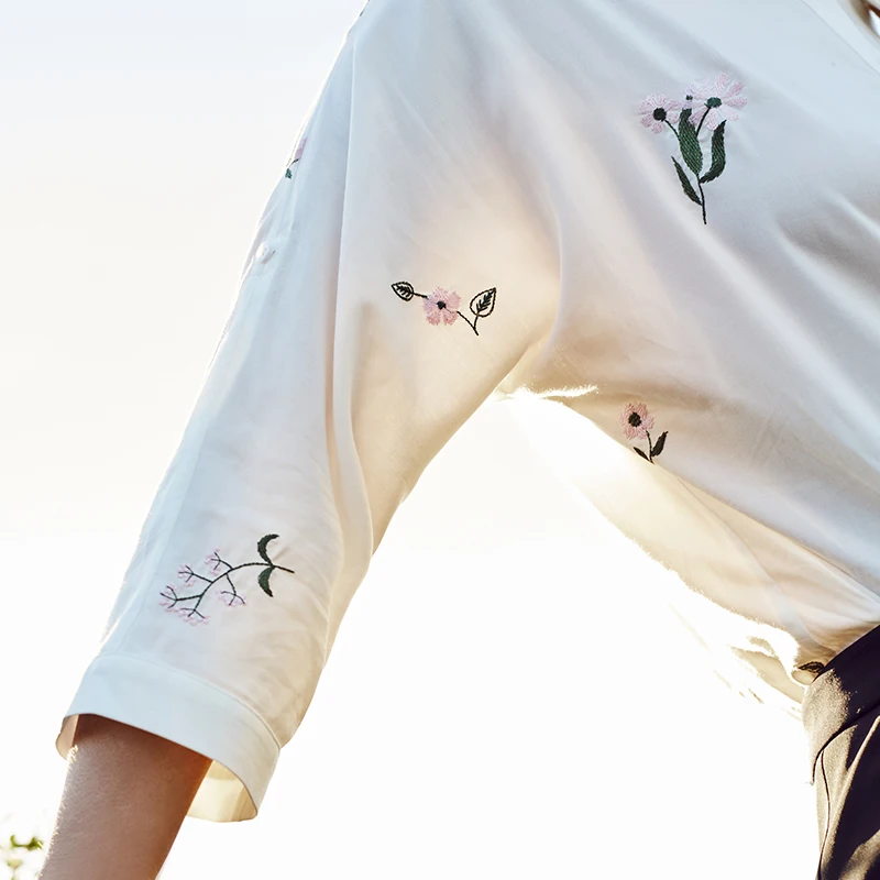 Vero Moda Новая женская цветочная вышивка 3/4 рукав летучая мышь блузка рубашка | 318331551
