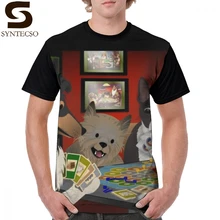 Colons de Catan T-Shirt chiens jouant colons de Catan T-Shirt imprimé à manches courtes T-Shirt génial hommes Polyester T-Shirt(China)