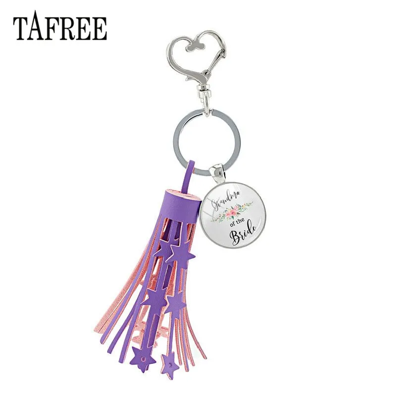 Брелок для невесты и жениха TAFREE фиолетовая застежка с кисточками сердечками