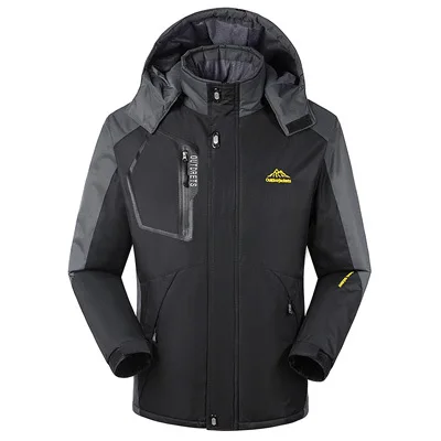 Зимняя мужская и женская куртка, теплые пальто для мужчин, пуховики, ветровки, мужские бархатные куртки, спортивная водонепроницаемая ветрозащитная пара - Цвет: men black