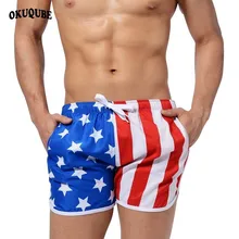 Мужская одежда для плавания с изображением американского флага, пляжная одежда для мужчин с эластичным поясом, лоскутный узор, купальный костюм, дышащие плавки