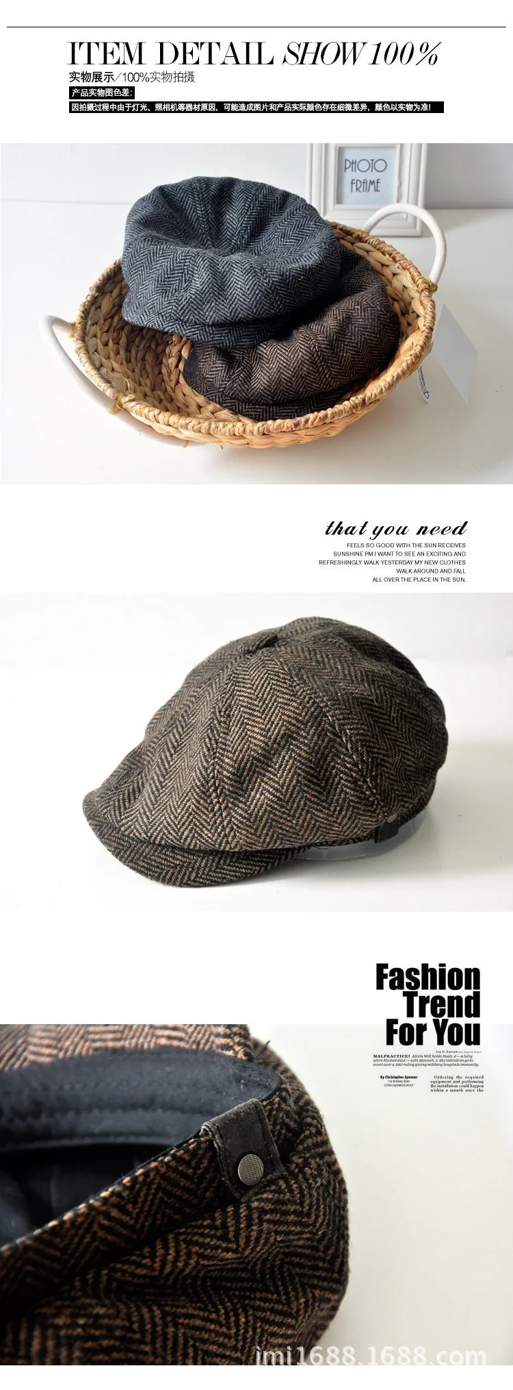 HERRINGBONE TWEED GATSBY Newsboy Cap Men Wool Ivy Hat Golf Driving Flat Cabbie flat hat for men winter Cap beret mens hat