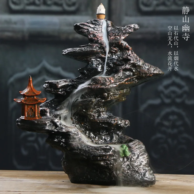

Backflow Aromatherapy Furnace Resin Handicraft Arrangement Creative Backflow of Sandalwood In Jingshan Temple