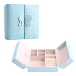 Изысканные ювелирные изделия коробка для хранения из искусственной кожи двойной открытый косметичку Модные украшения упаковка