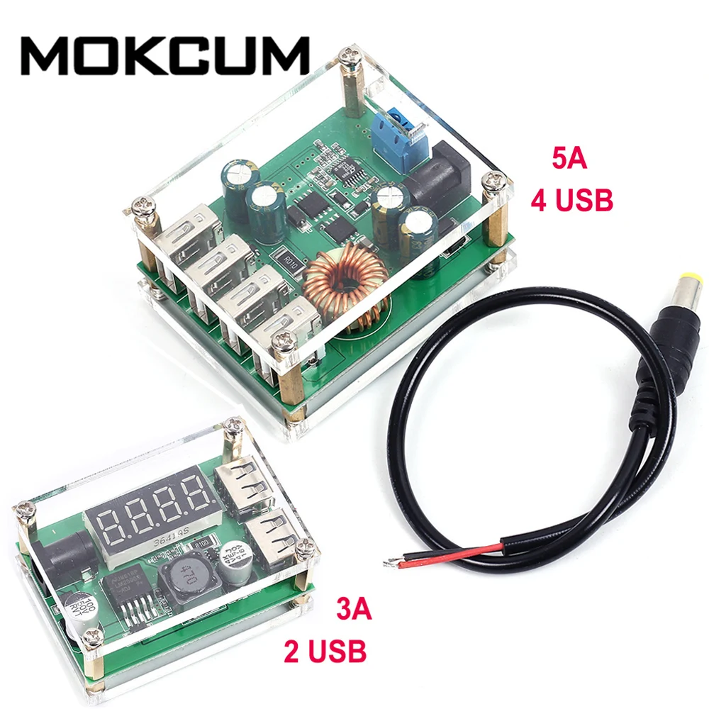 DC-DC Шаг вниз Питание модуль USB понижающий преобразователь доска 3A 5A 9В 12В 24В 36В 48В 60В до 5V Мощность конвертер