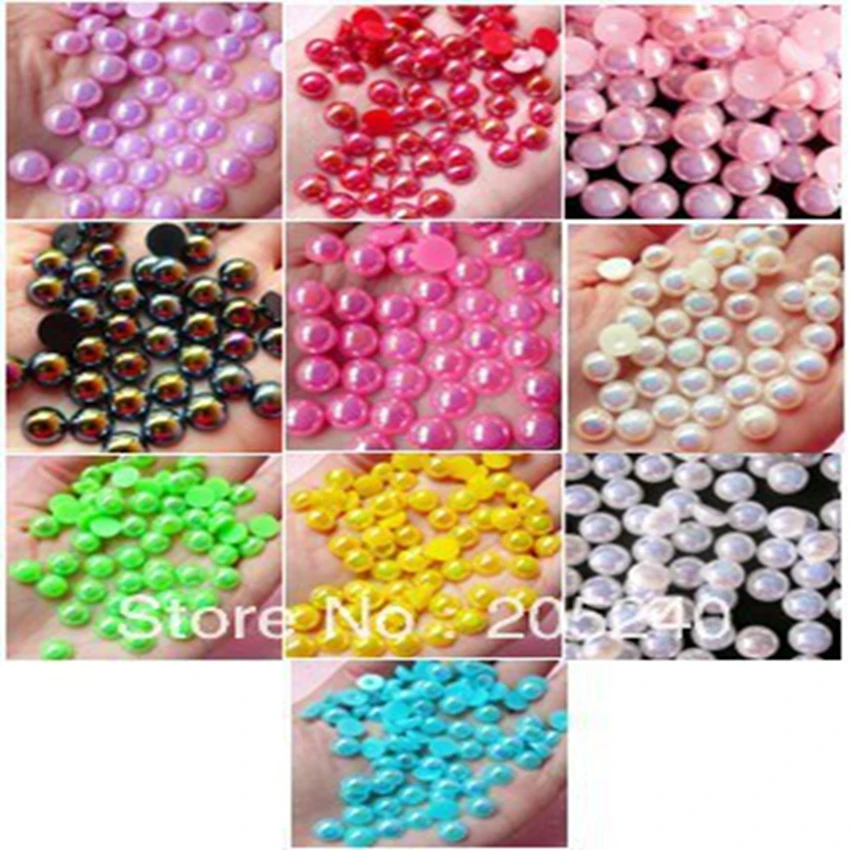 

Mixed Colors(8mm,100pcs/Color/Bag,10bags,Total 1000pcs)Half Colorful Diy Pearl